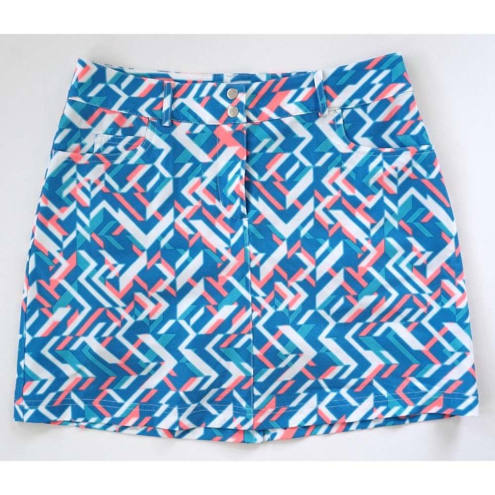 SLAZENGER Blue White Pink Geometric Golf Skort 2